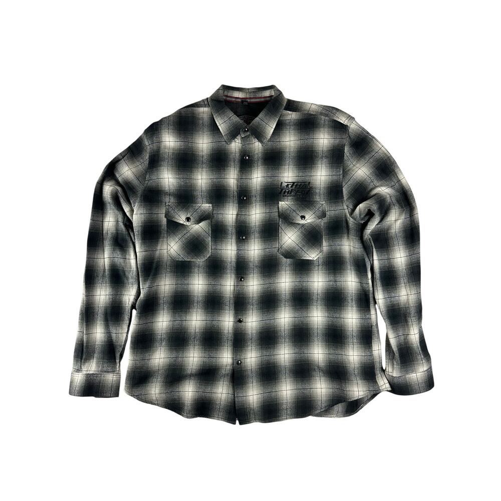 Lethal Threat Kustom Motorcycles Motorgear Button Down Plaid Shirt 3XL